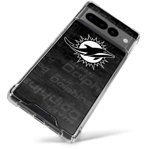 NFL Miami Dolphins Black & White Google Pixel 7 Pro Clear Case